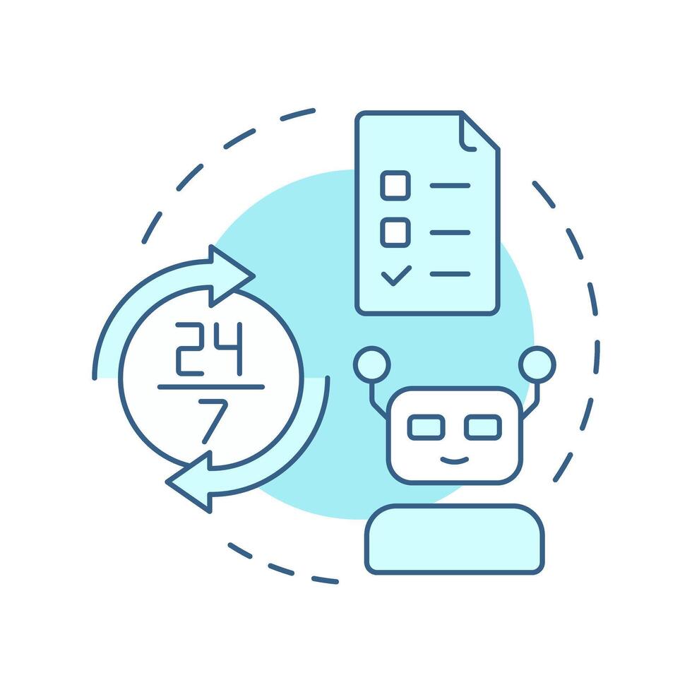 Unattended RPA soft blue concept icon. Software operating independently of human intervention. Robotization. Round shape line illustration. Abstract idea. Graphic design. Easy to use in article vector