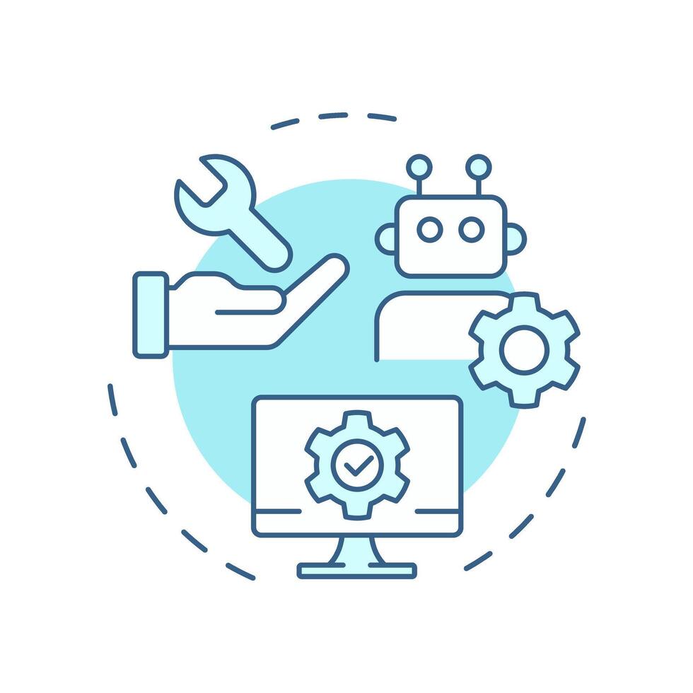 RPA vendor soft blue concept icon. Provider of software platforms and tools for automation. Bots support. Round shape line illustration. Abstract idea. Graphic design. Easy to use in presentation vector