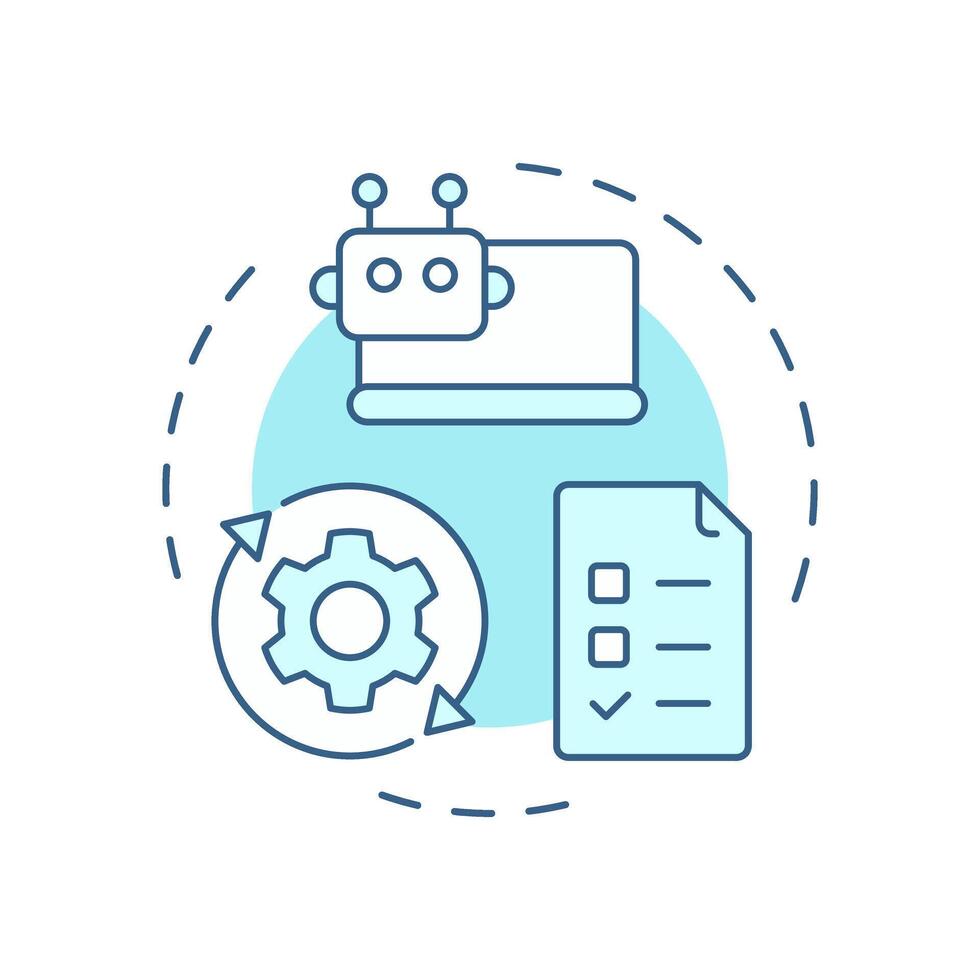 Automating repetitive tasks algorithm soft blue concept icon. RPA technology improving workflow routine. Round shape line illustration. Abstract idea. Graphic design. Easy to use in presentation vector