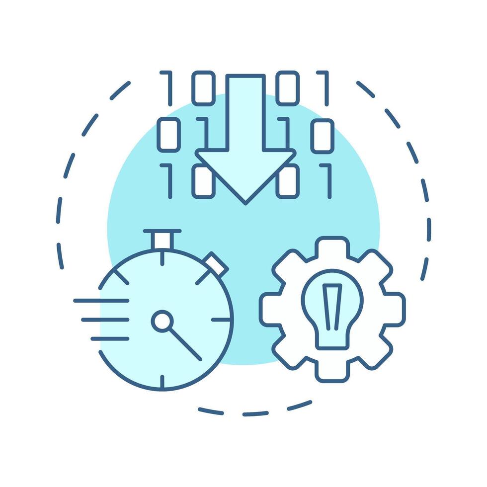 Low code soft blue concept icon. Drag and drop interfaces with pre built components. RPA technology. Round shape line illustration. Abstract idea. Graphic design. Easy to use in presentation vector