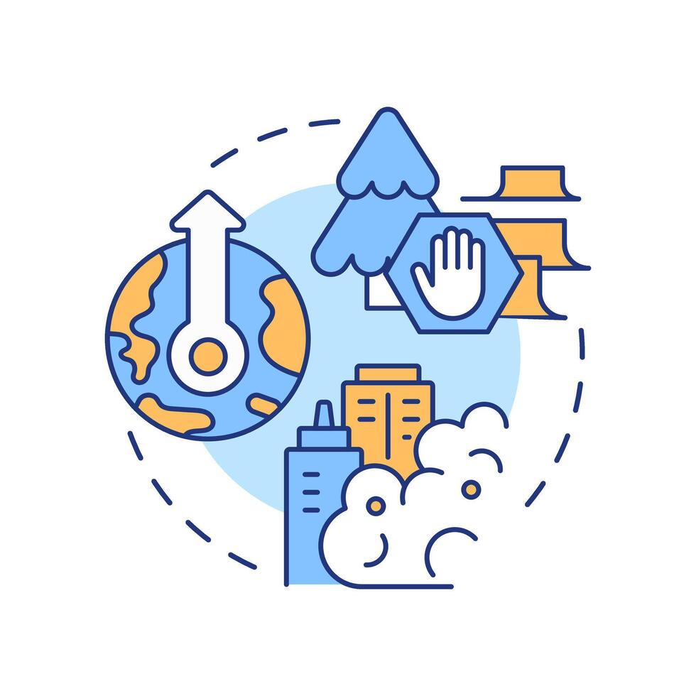Environmental meteorology multi color concept icon. Weather and climate of ecosystems. Atmospheric science. Round shape line illustration. Abstract idea. Graphic design. Easy to use in article vector