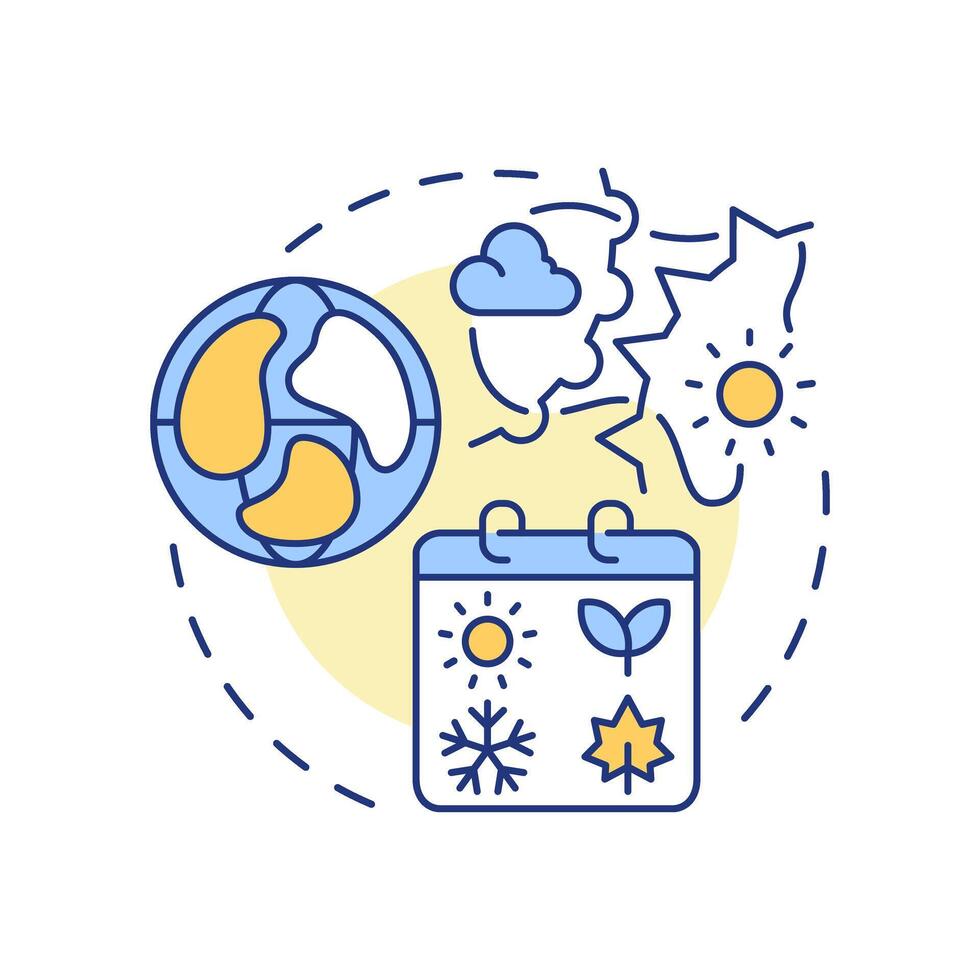 Weather patterns and air masses multi color concept icon. Region climate experience. Atmospheric phenomena. Round shape line illustration. Abstract idea. Graphic design. Easy to use in presentation vector
