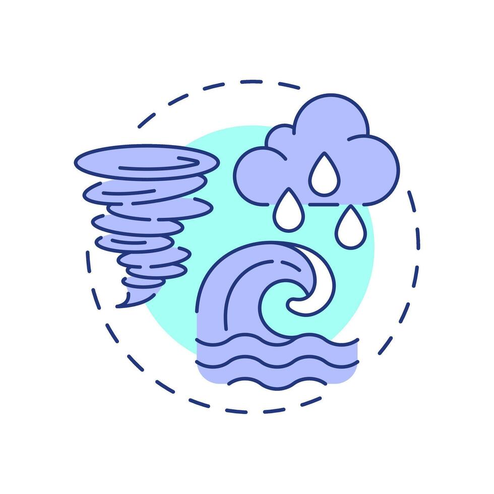 Mesoscale meteorology multi color concept icon. Cloud physics and dynamics. Weather forecasting. Round shape line illustration. Abstract idea. Graphic design. Easy to use in presentation vector