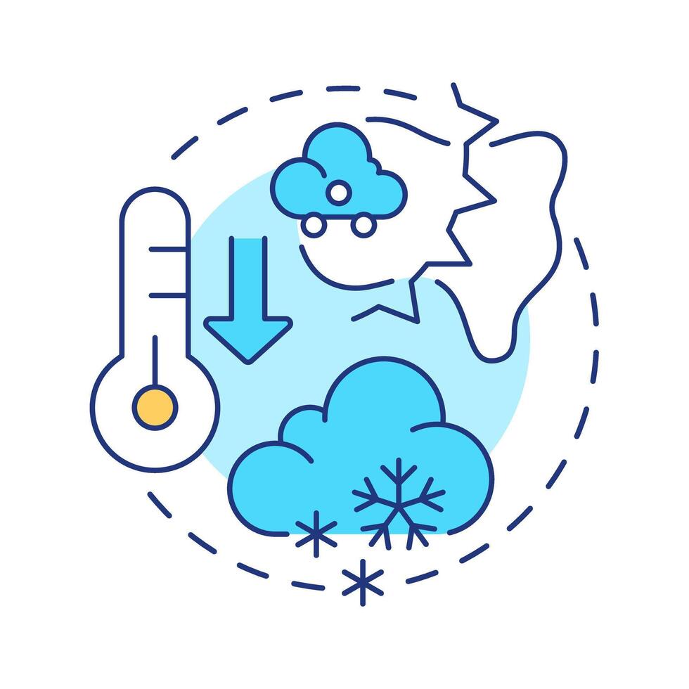 Cold front multi color concept icon. Atmospheric phenomena research. Climate and weather forecasting. Round shape line illustration. Abstract idea. Graphic design. Easy to use in article vector