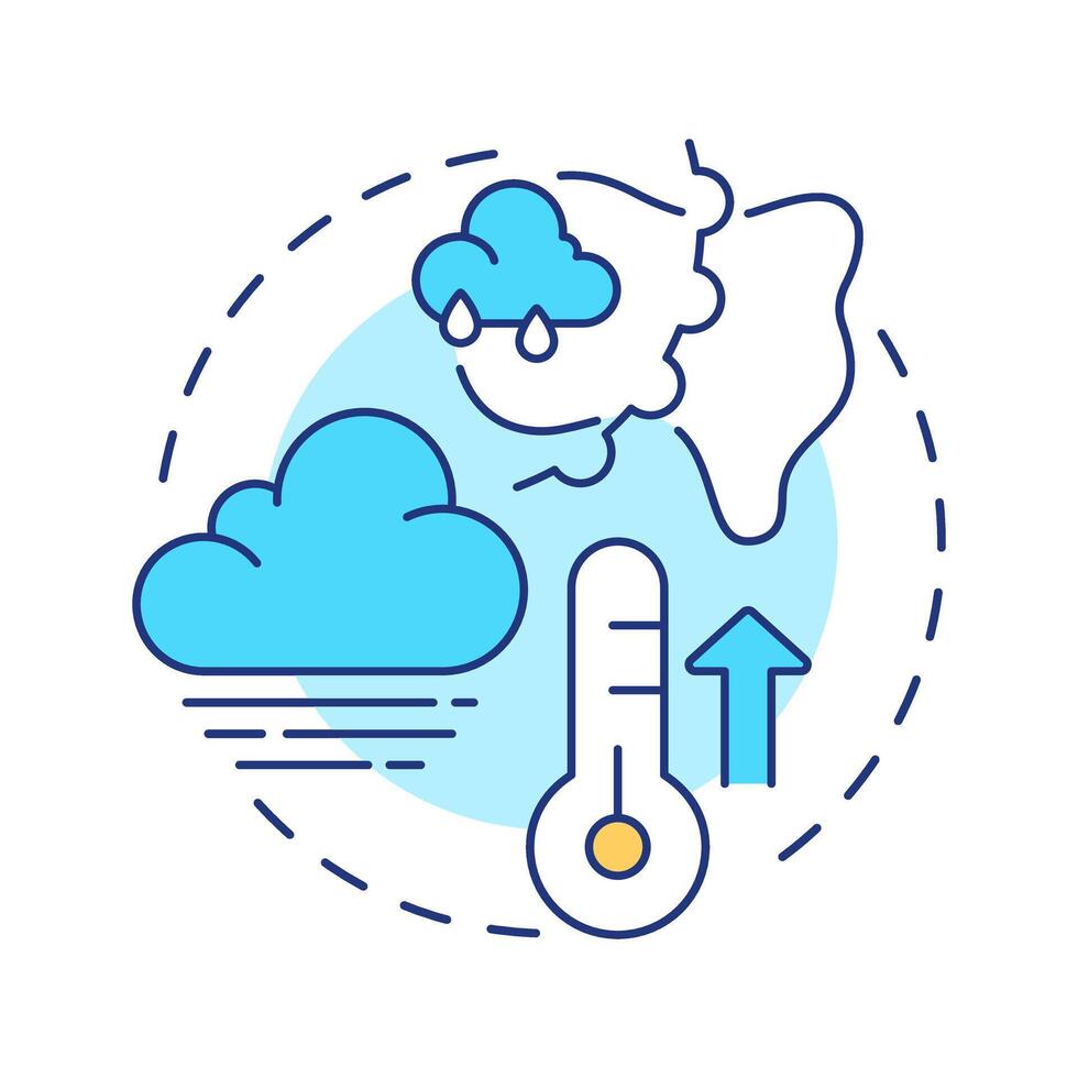 Warm front multi color concept icon. Air masses interactions. Atmospheric phenomena for forecasting. Round shape line illustration. Abstract idea. Graphic design. Easy to use in presentation vector