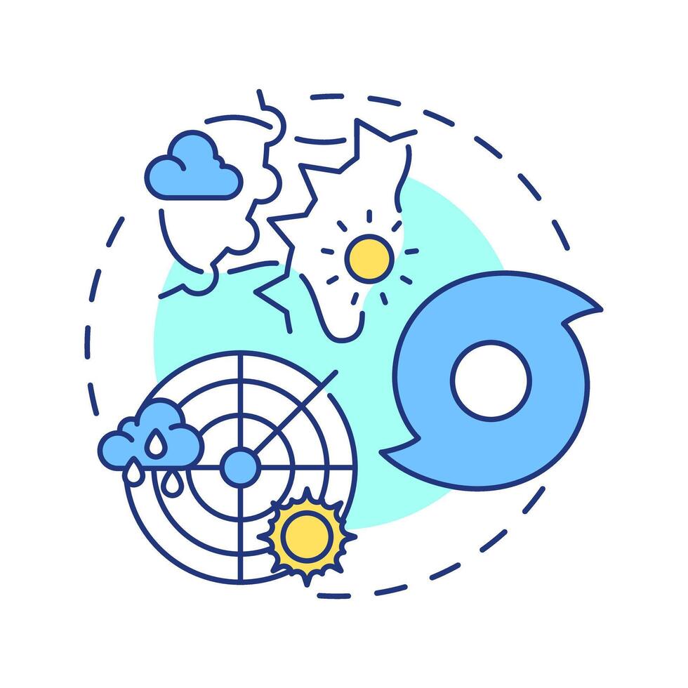 Meteorology multi color concept icon. Studying data for weather forecasting. Atmospheric science. Round shape line illustration. Abstract idea. Graphic design. Easy to use in presentation vector