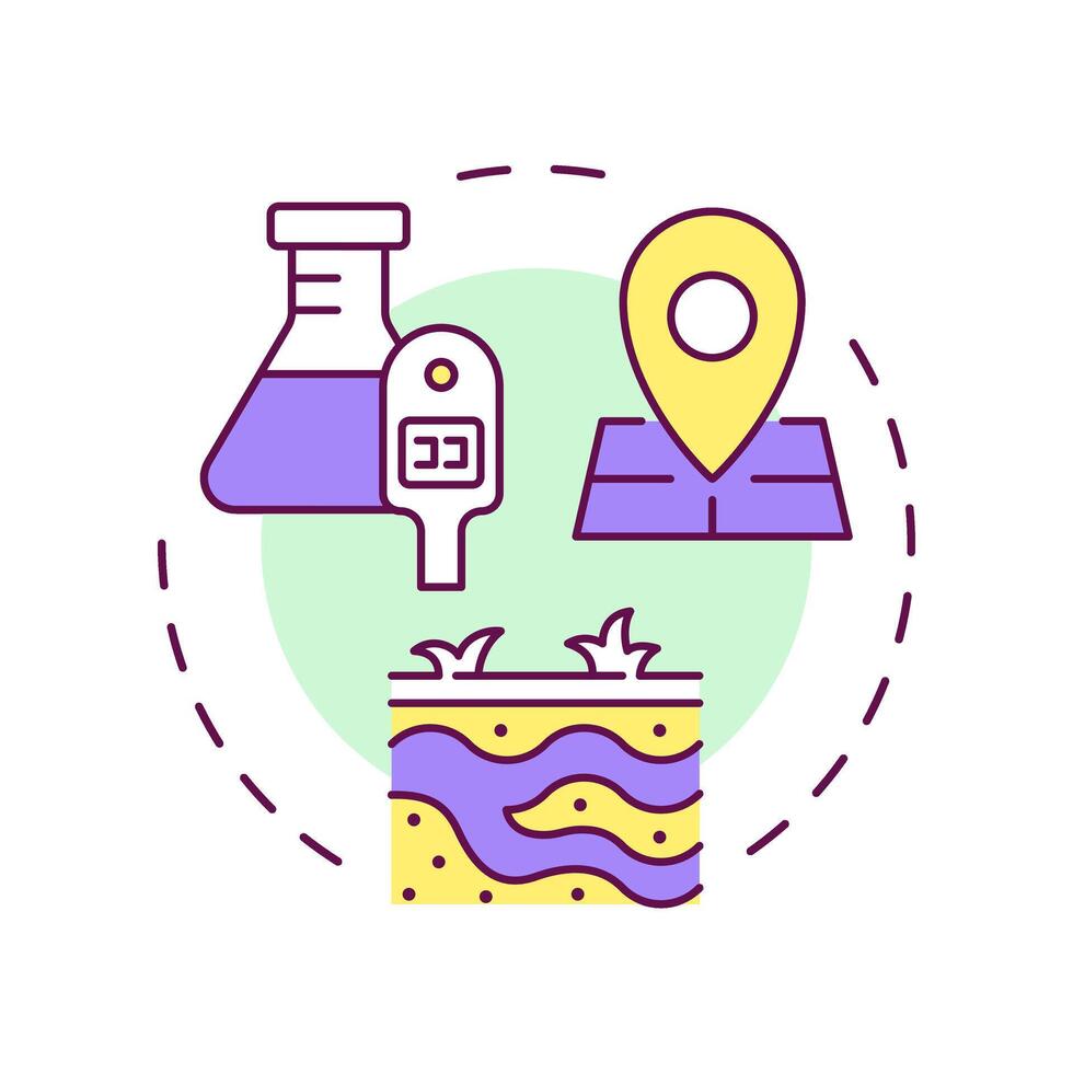 In situ testing multi color concept icon. Real time data on soil behavior. Geotechnical exploration. Round shape line illustration. Abstract idea. Graphic design. Easy to use in article vector