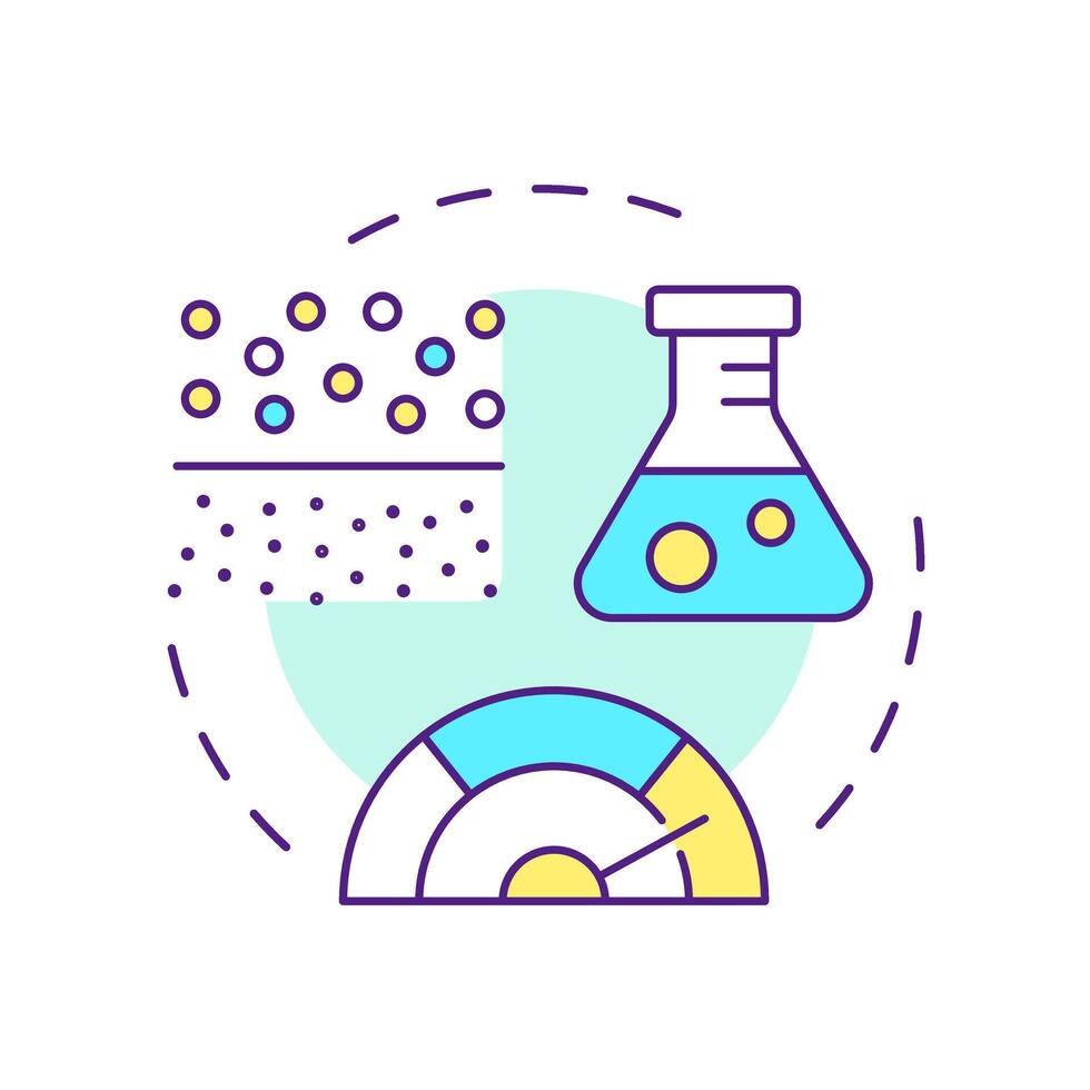 Specific gravity test multi color concept icon. Measurement of soil particles density. Geotech assessment. Round shape line illustration. Abstract idea. Graphic design. Easy to use in article vector