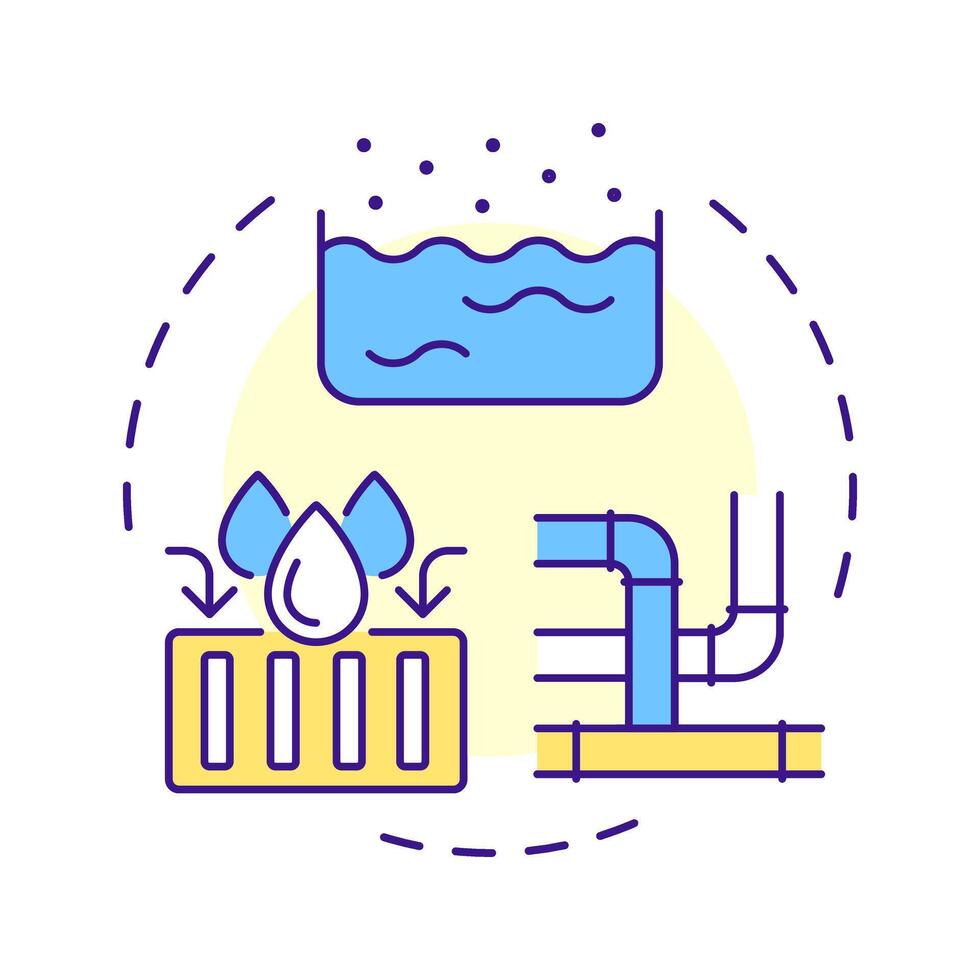 Drainage conditions multi color concept icon. Risks of flooding and water accumulation. Geotech survey. Round shape line illustration. Abstract idea. Graphic design. Easy to use in presentation vector