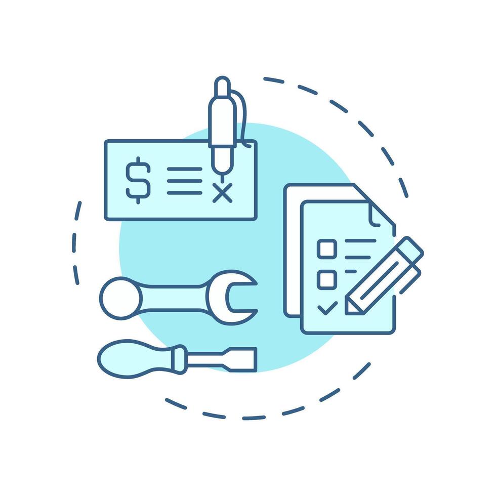 Service reports and invoicing soft blue concept icon. Key component of FSM. Field service management. Round shape line illustration. Abstract idea. Graphic design. Easy to use in article vector