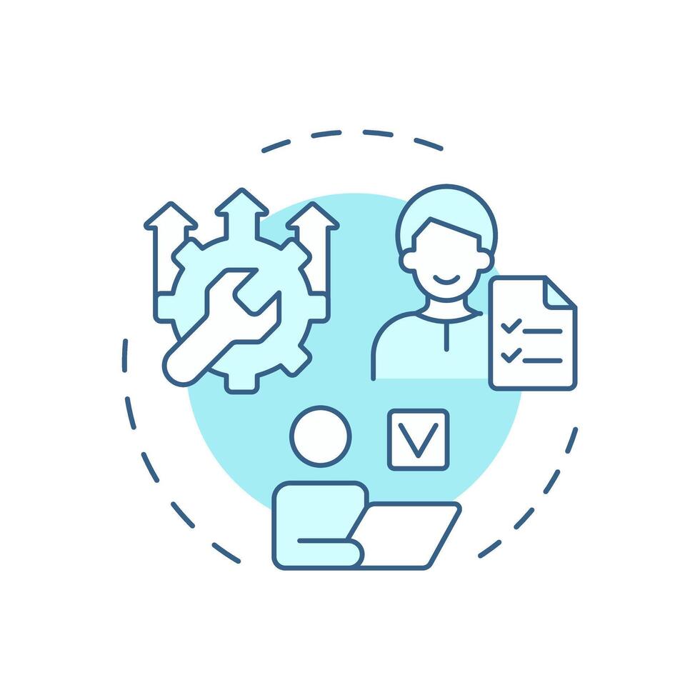 Work order management soft blue concept icon. Core feature of FMS system. Field service management. Round shape line illustration. Abstract idea. Graphic design. Easy to use in article vector