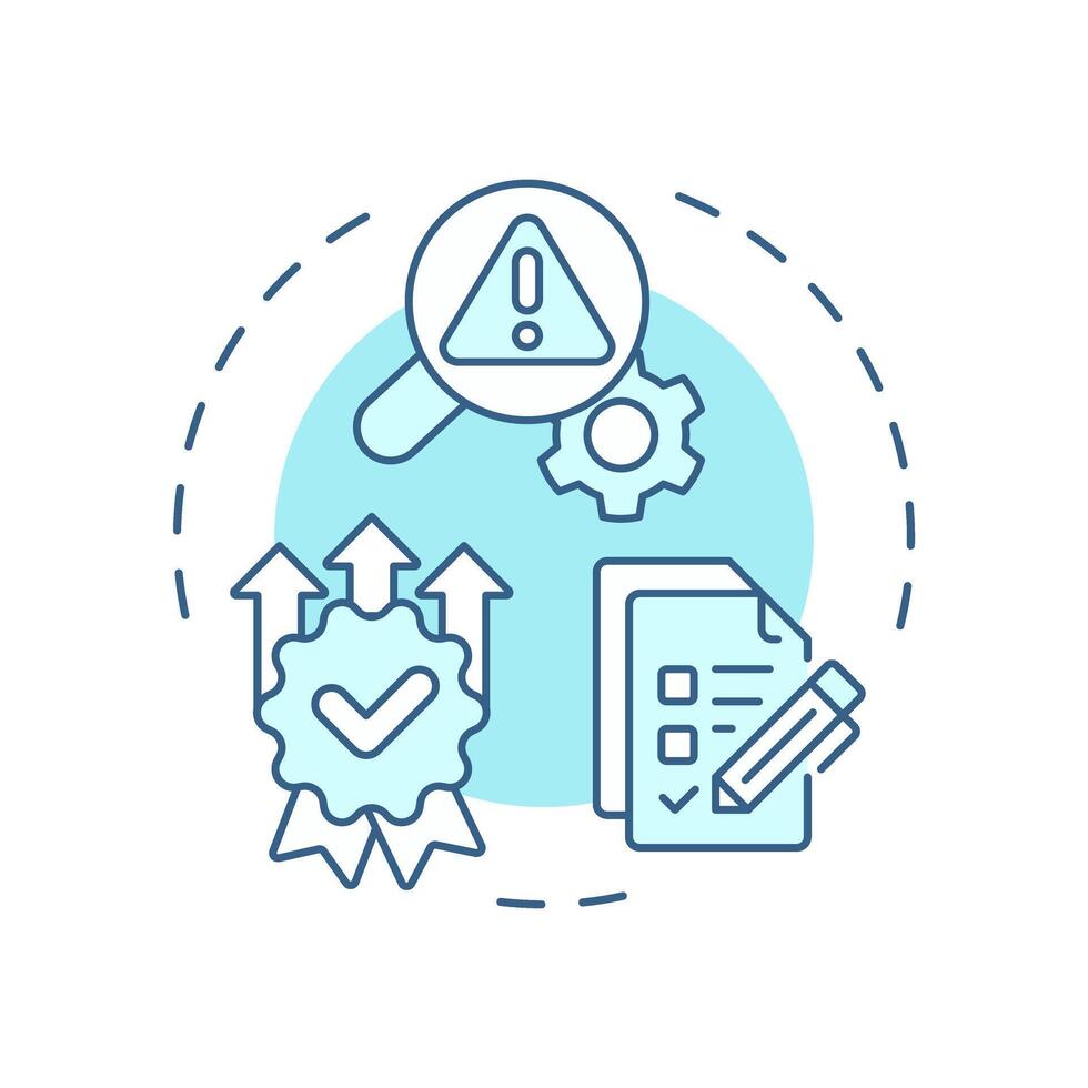 Defect managemnet soft blue concept icon. Core feature of FMS system. Field service management. Round shape line illustration. Abstract idea. Graphic design. Easy to use in article vector