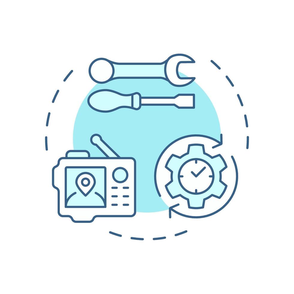 Tracking equipment soft blue concept icon. Real-time tracking and monitoring. Field service management. Round shape line illustration. Abstract idea. Graphic design. Easy to use in article vector