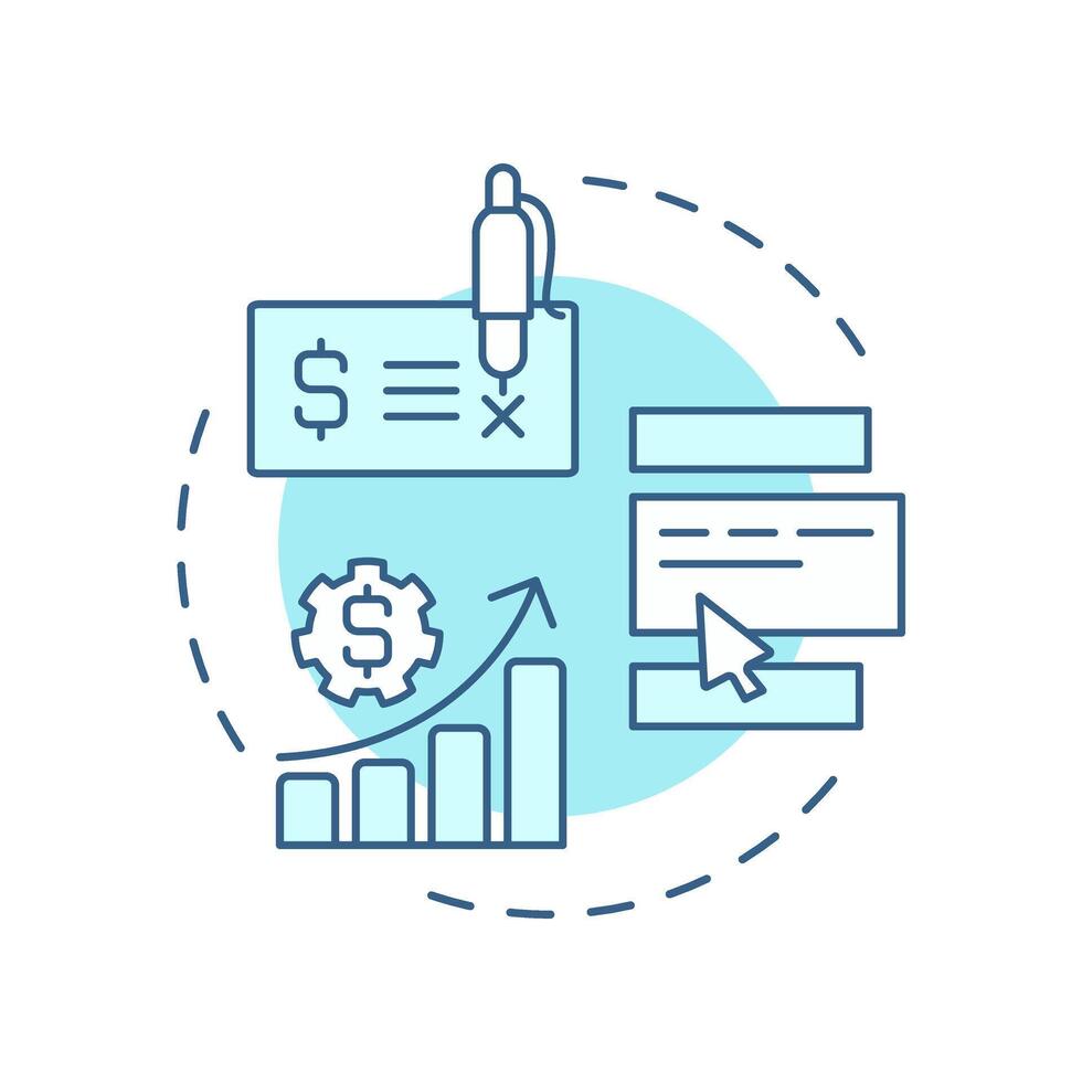 Increase revenue steam soft blue concept icon. Expand services. Benefit of FSM. Field service management. Round shape line illustration. Abstract idea. Graphic design. Easy to use in article vector