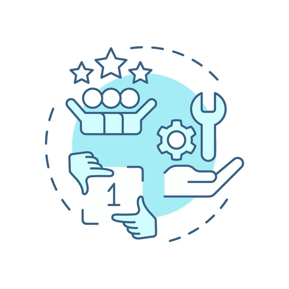 Improve first-time fix rate soft blue concept icon. Benefit of FSM. Field service management system. Round shape line illustration. Abstract idea. Graphic design. Easy to use in article vector