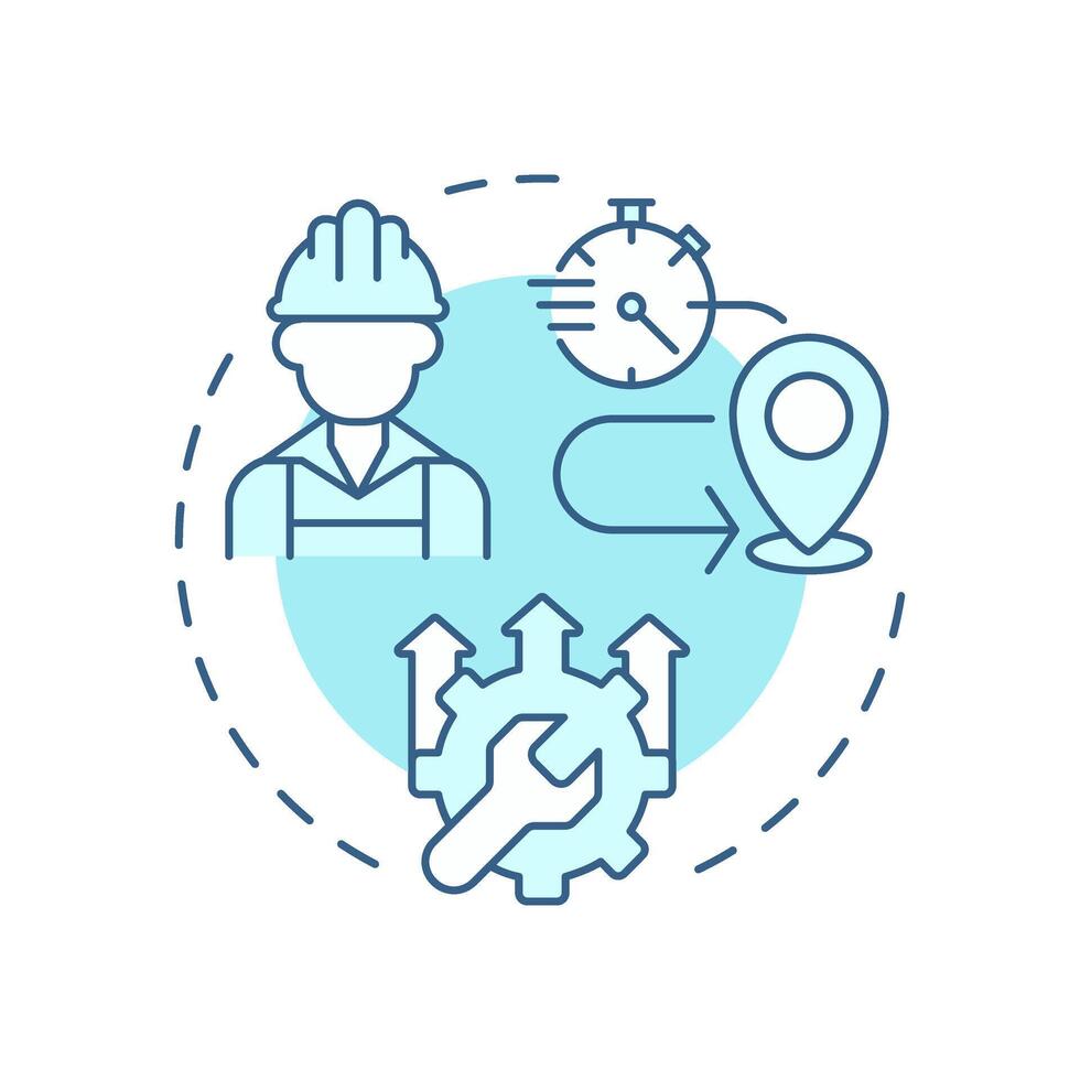 Improve technician utilization soft blue concept icon. Benefit of FSM. Field service management. Round shape line illustration. Abstract idea. Graphic design. Easy to use in article vector