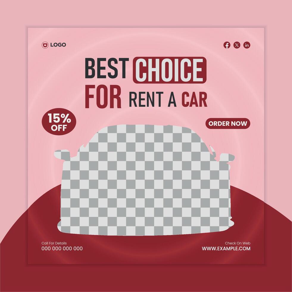 Car Social Media Post Design Template Vehicles Ad vector