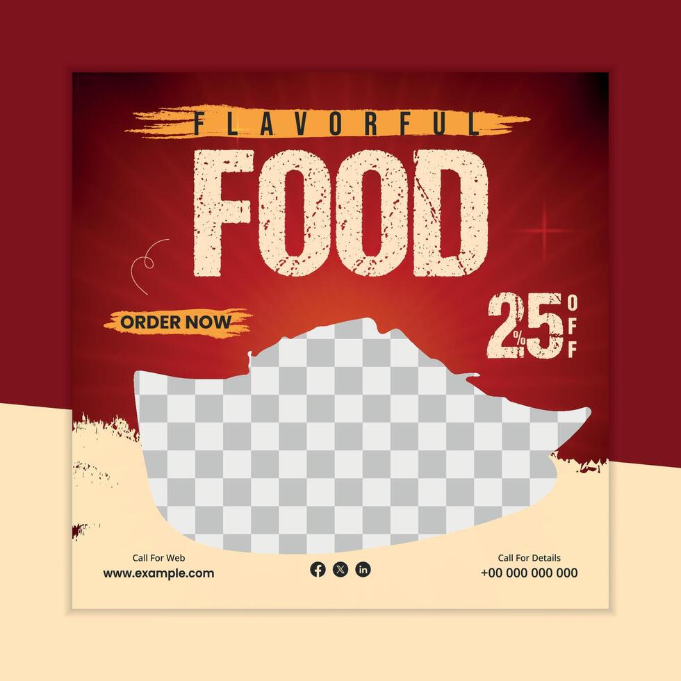 Food Social Media Post Design Template For Restaurant vector