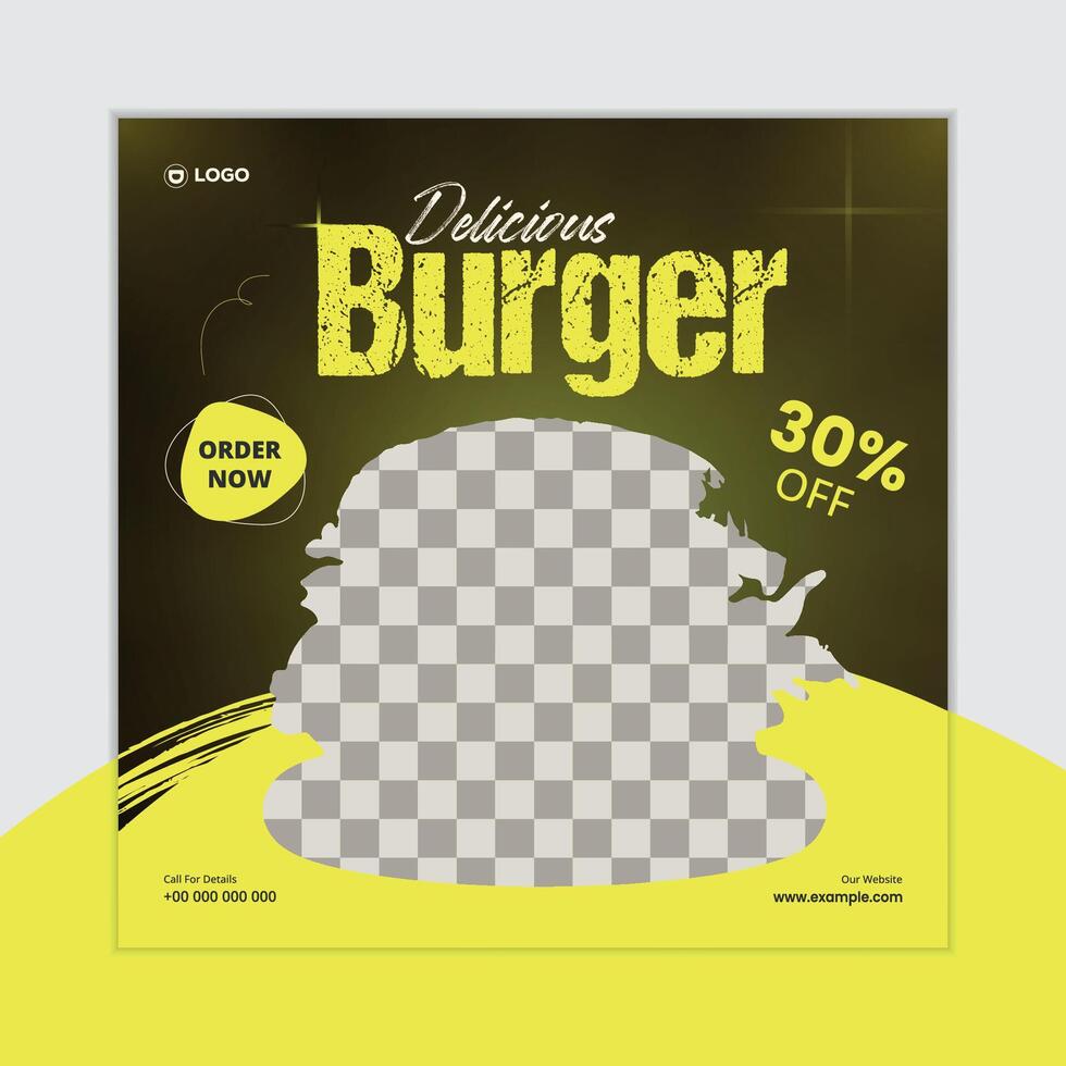 Burger Food Social Media Post Design For Restaurant vector