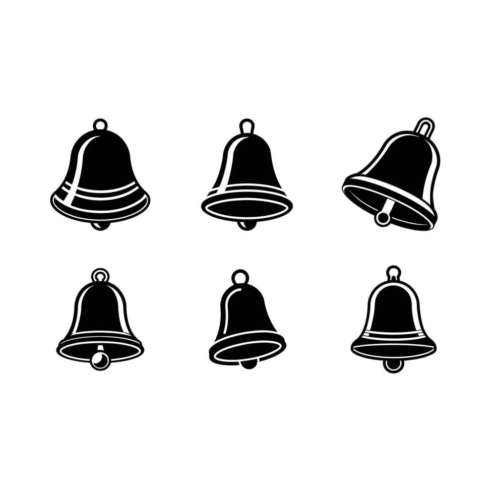 Bell Icon and Linocut Silhouette Design vector