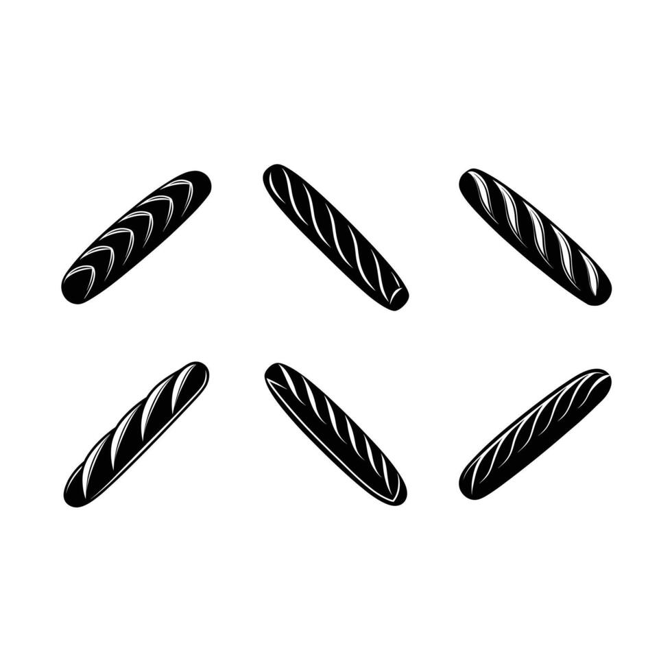 Baguette Icon and Linocut Silhouette Design vector