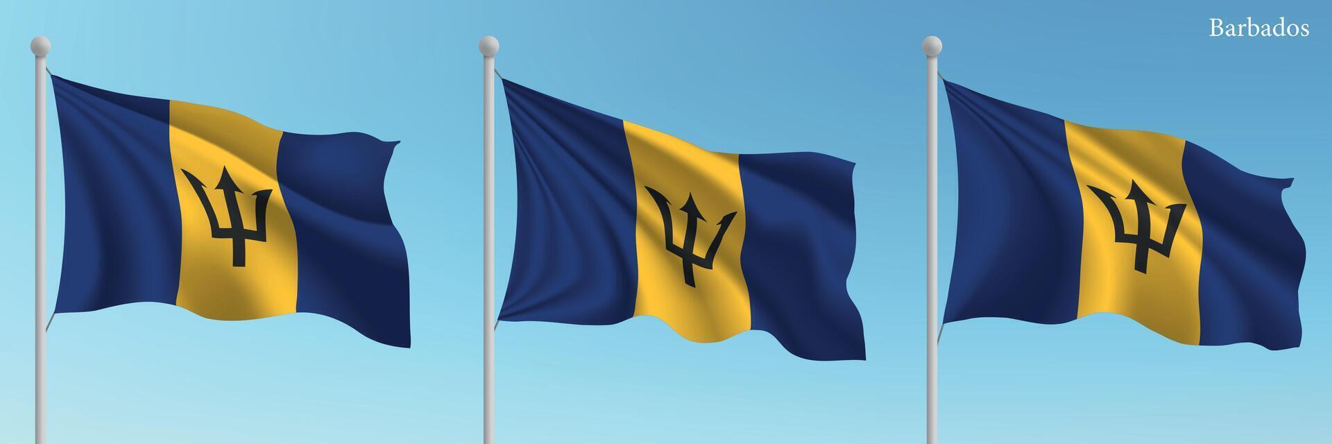 Barbados flag waving in the wind vector