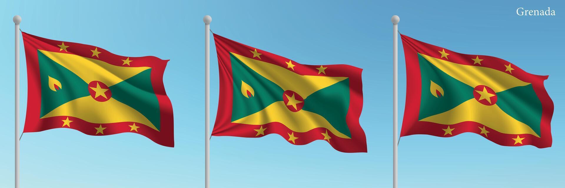 Three flags of the country of grenada vector