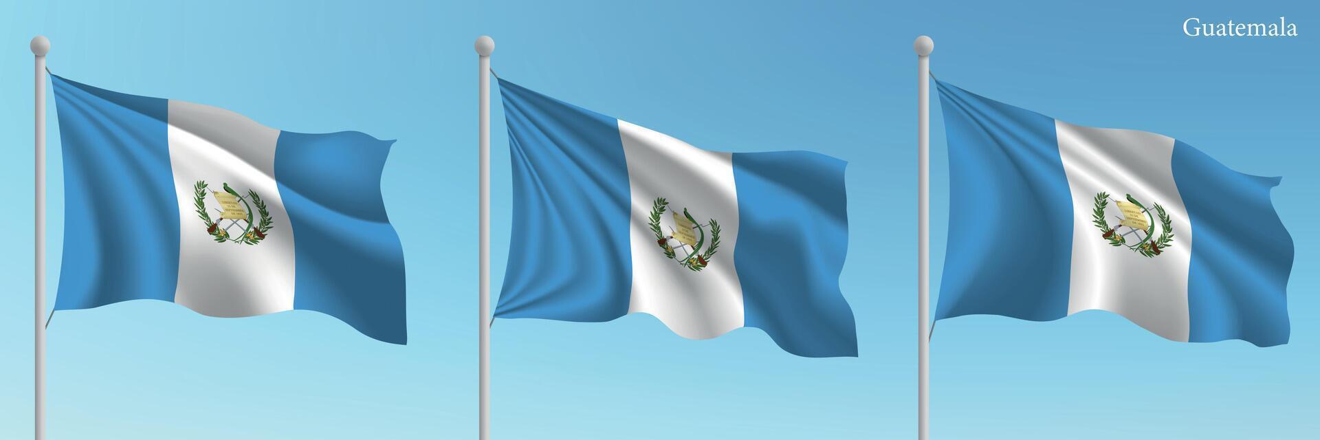 Three flags of the country of guatemala vector