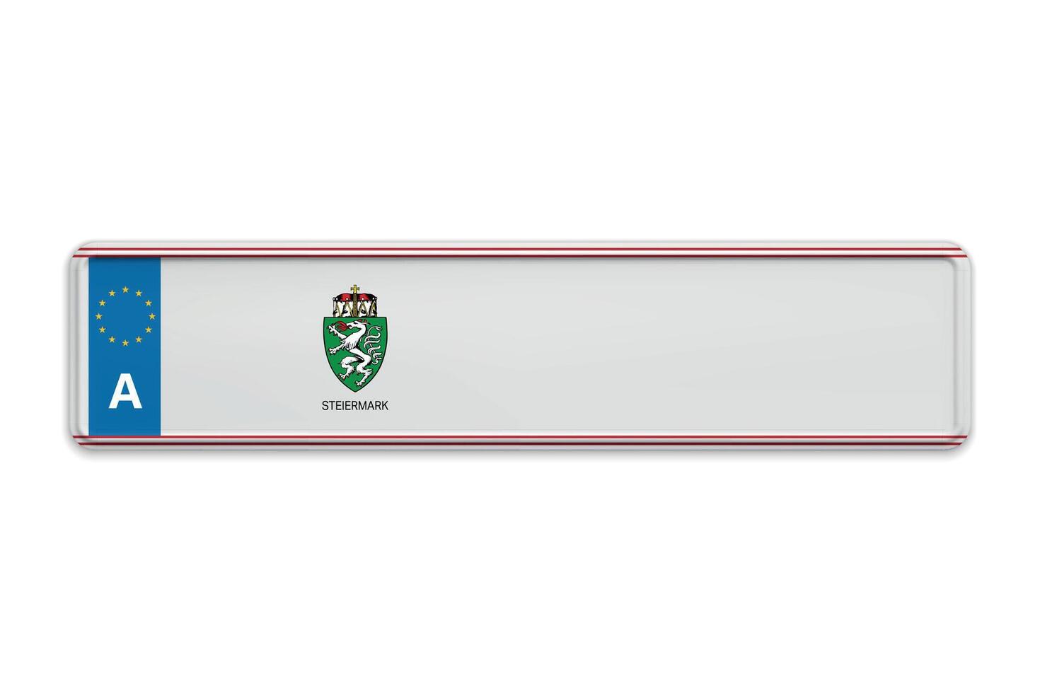 Car number plate of Austria. Vehicle registration license of Austrian region Styria vector