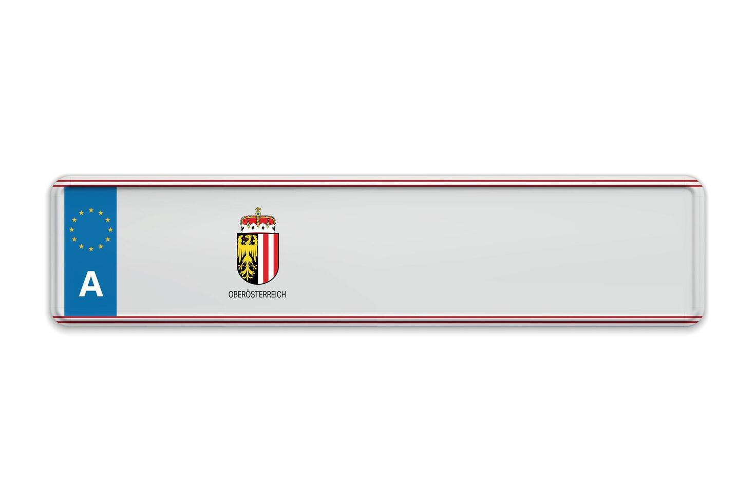 Car number plate of Austria. Vehicle registration license of Austrian region Upper Austria vector