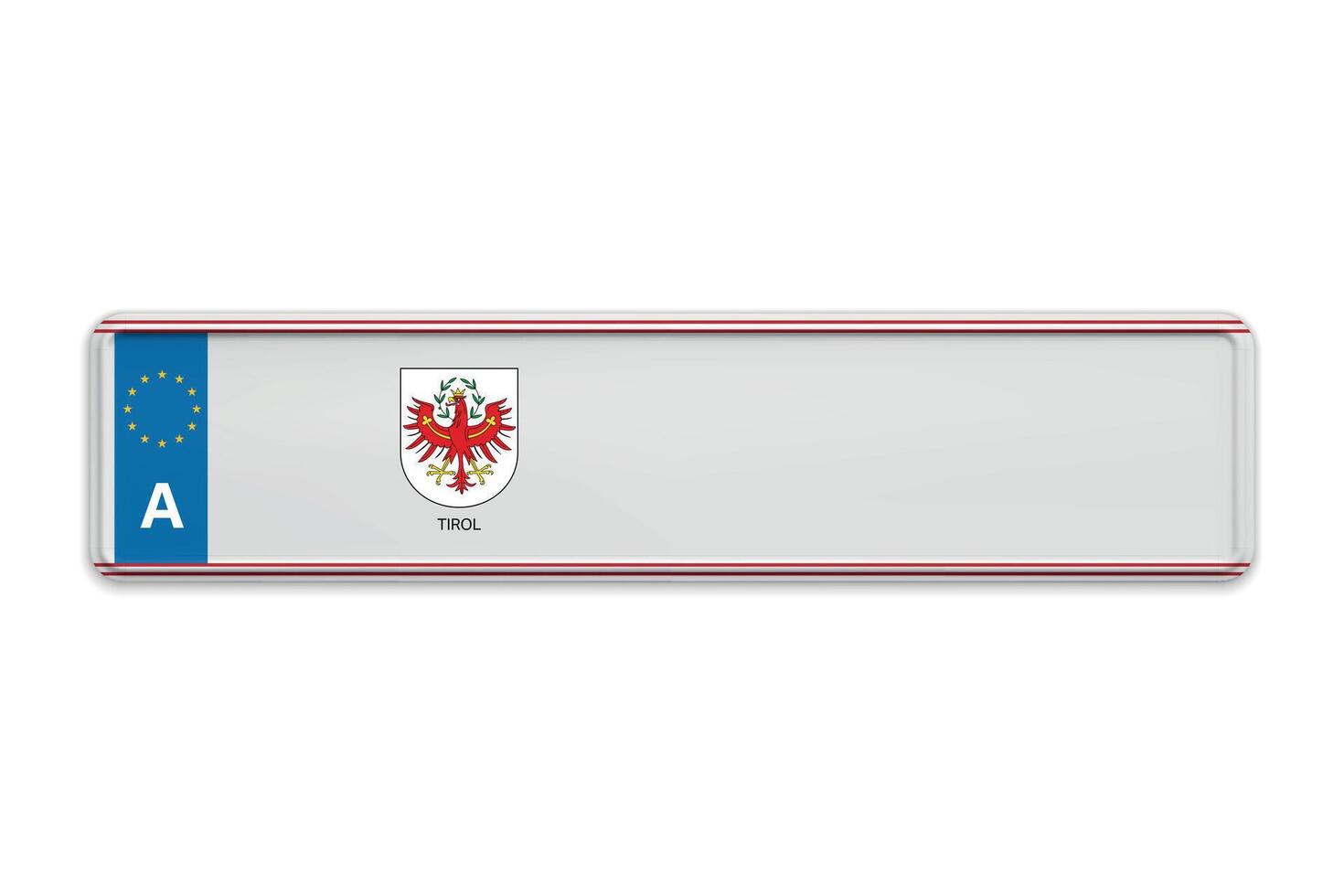 Car number plate of Austria. Vehicle registration license of Austrian region Tirol vector
