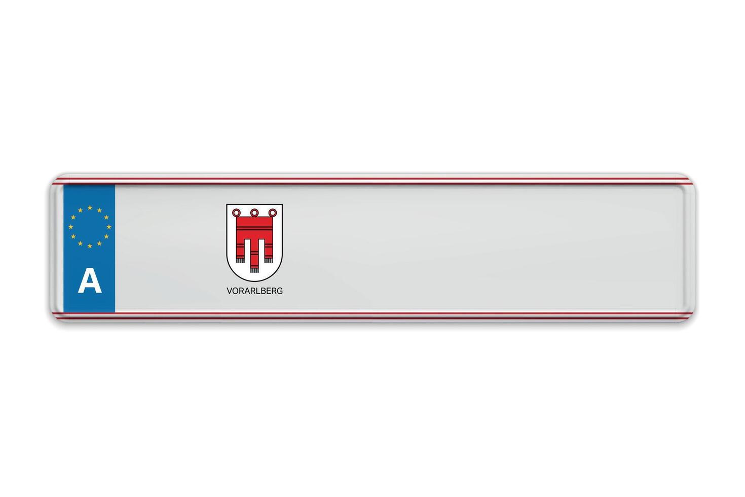 Car number plate of Austria. Vehicle registration license of Austrian region Vorarlberg vector