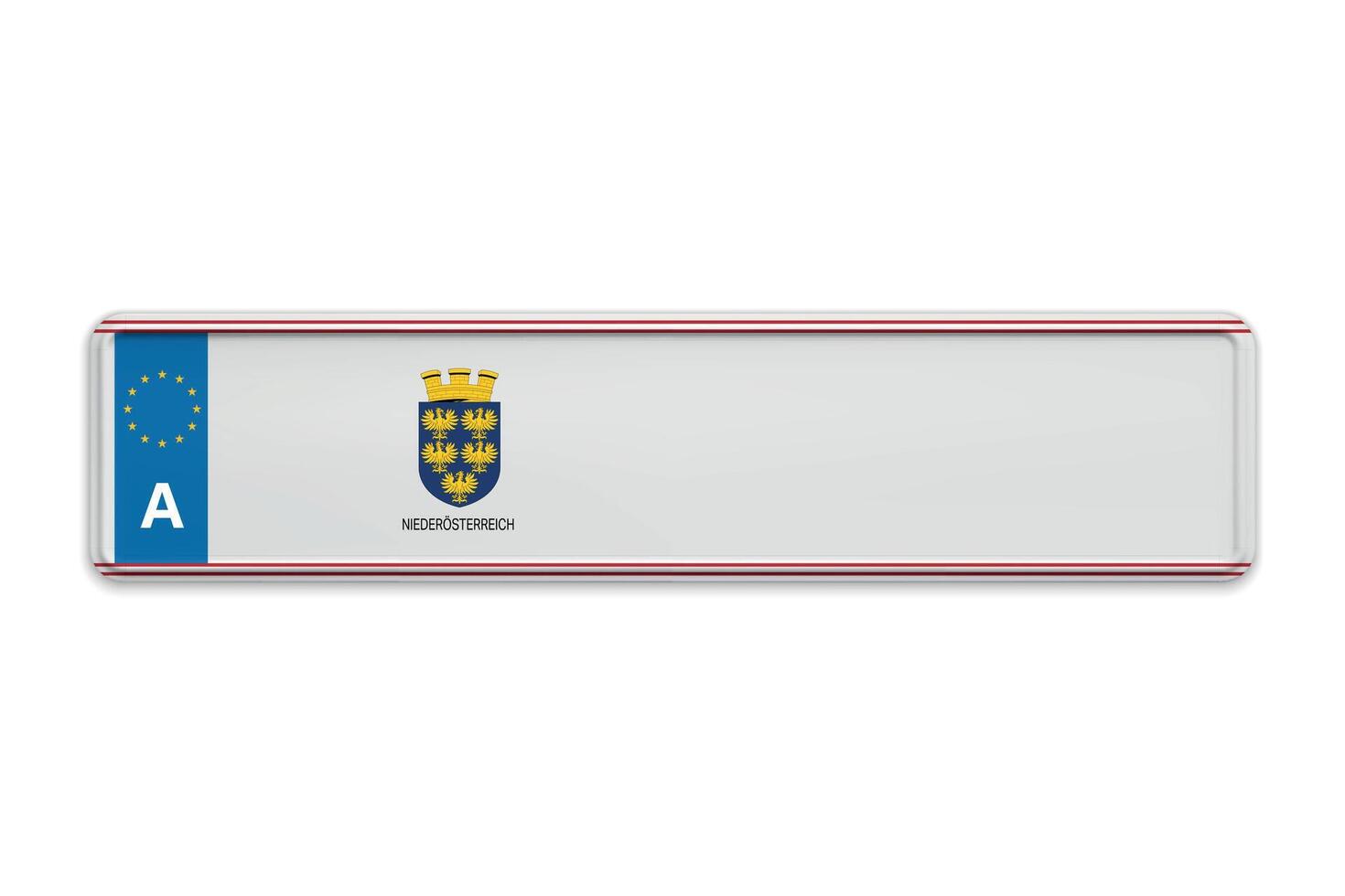 Car number plate of Austria. Vehicle registration license of Austrian region Lower Austria vector