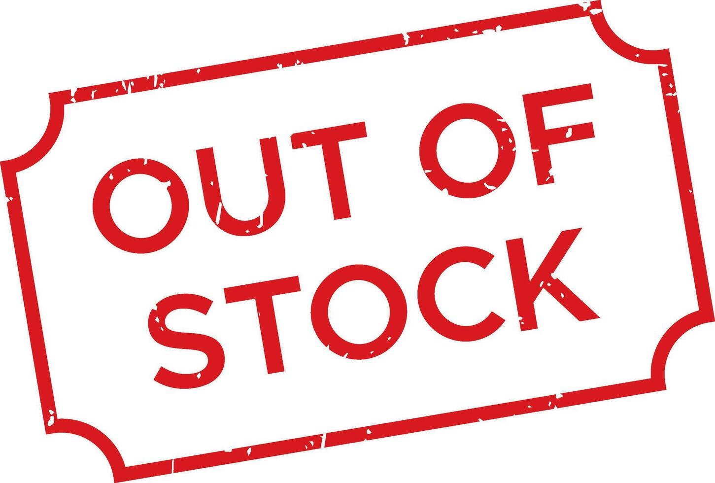 Red grunge rubber stamp displaying out of stock highlights issues of scarcity and unavailability, signaling the urgent need for restocking in retail and online commerce vector