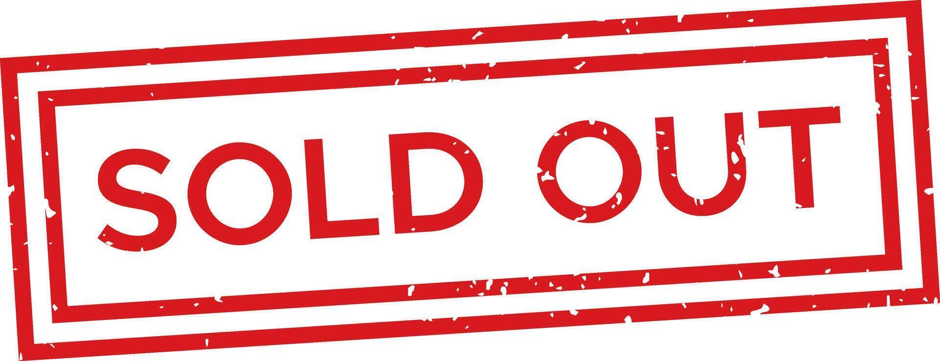 Rectangular red double bordered grunge rubber stamp featuring the bold text sold out, set against a clean white background, conveying unavailability and scarcity in retail contexts vector