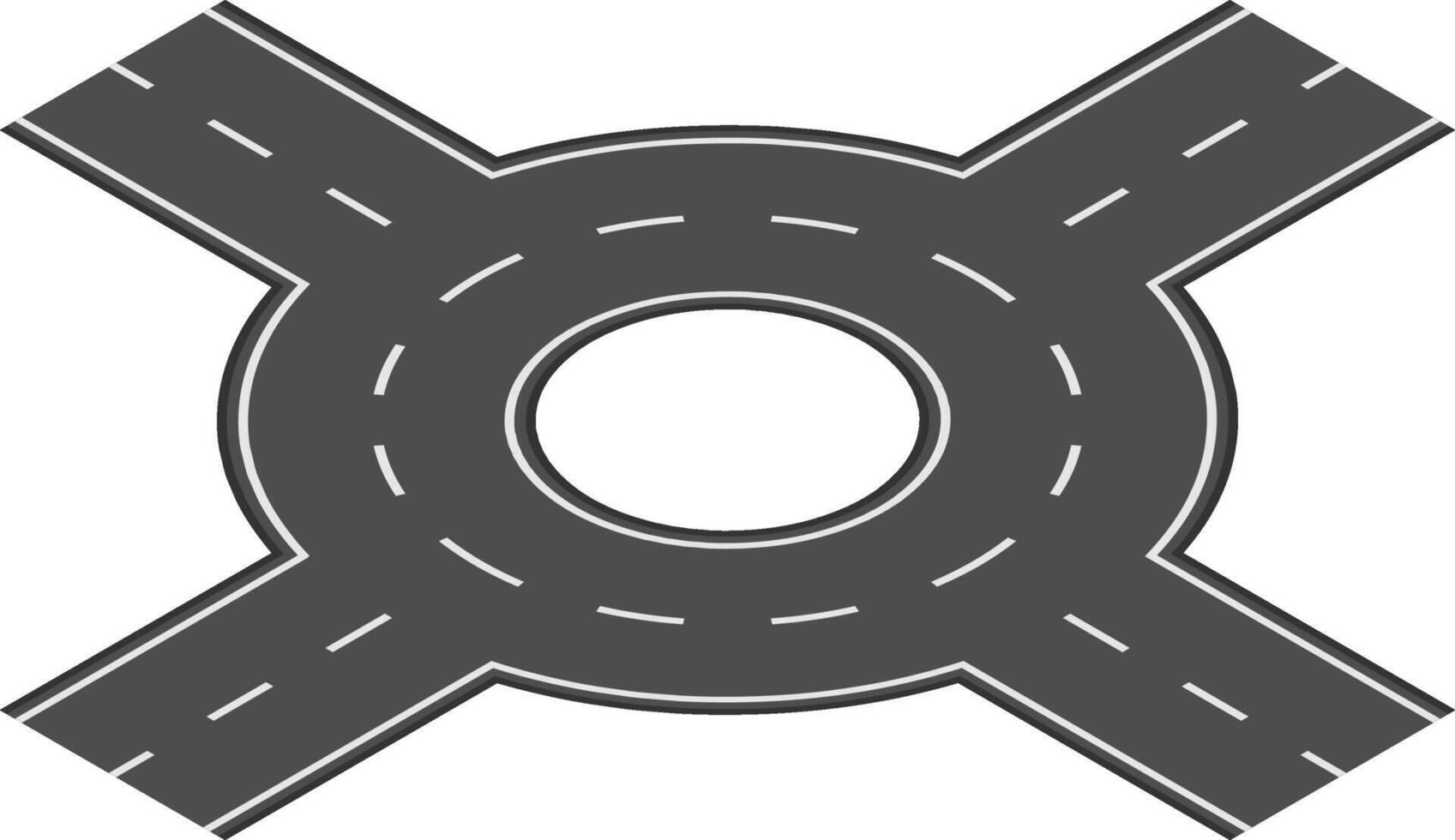 Circular road intersection featuring four connecting roads, promoting smooth traffic flow while enhancing overall road safety in an urban environment vector