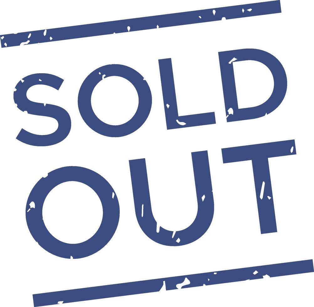 Sold out blue ink grunge rubber stamp imprint resting on a white background captures attention, making it perfect for business, marketing, and advertising purposes vector