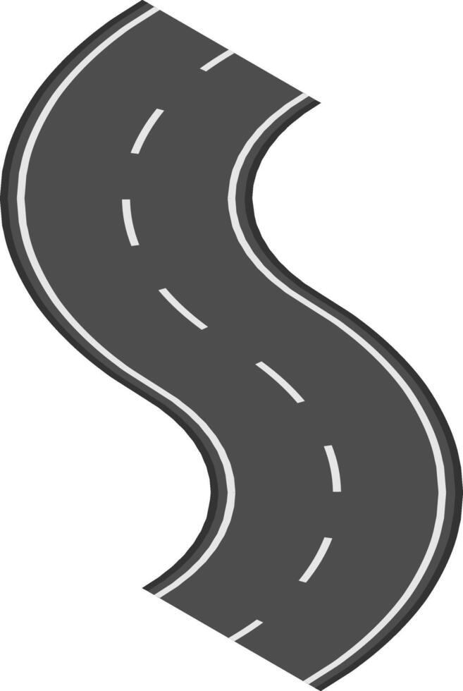 Winding road featuring white dashed lines, curving in an s shape against a white background, symbolizes a long journey or challenging path, inviting thoughts of adventure and exploration vector