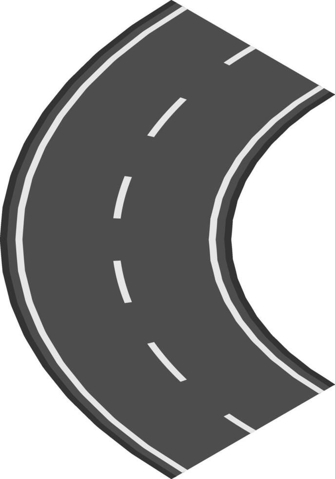 Curved section of asphalt road with white dashed lines extends into the distance, representing the concept of a journey, travel, or the path ahead vector