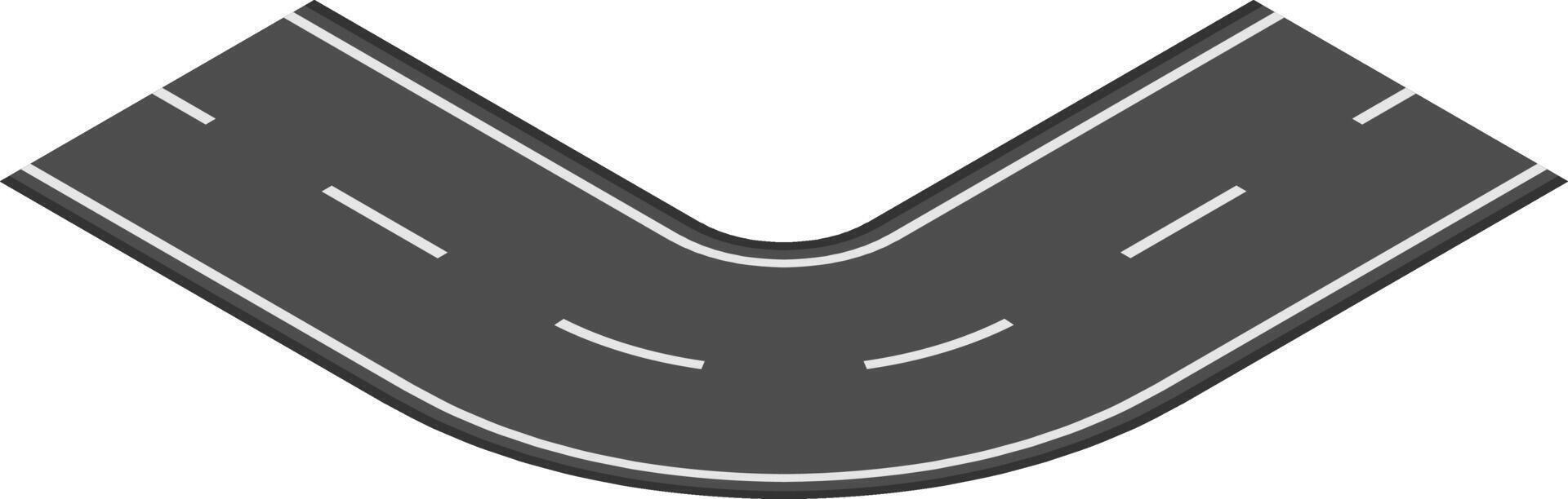 Winding road making a u turn features white dotted lines marking lanes, creating a dynamic, curved path against a clean white background, evoking themes of travel and direction vector