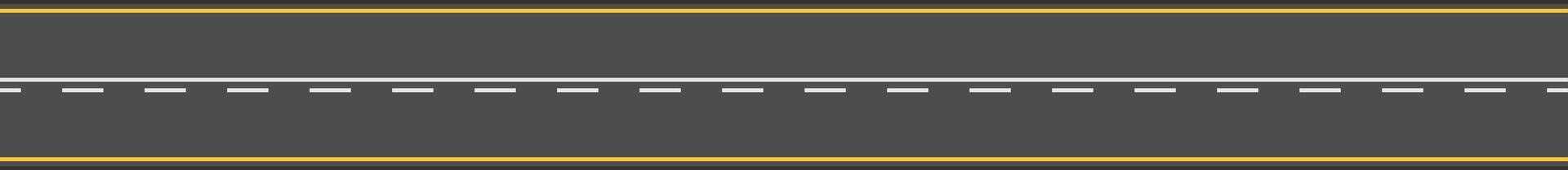 Straight empty road with white dashed line and yellow borders extending into the distance creates a sense of endless possibility and journey vector
