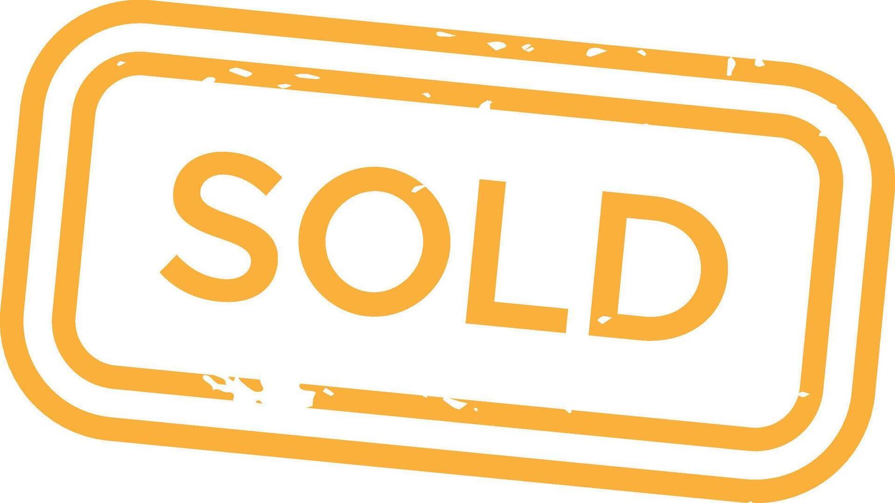 Large, bold, orange sold rubber stamp indicating a successful sale or transaction, providing clear and impactful visual communication on a clean white background vector
