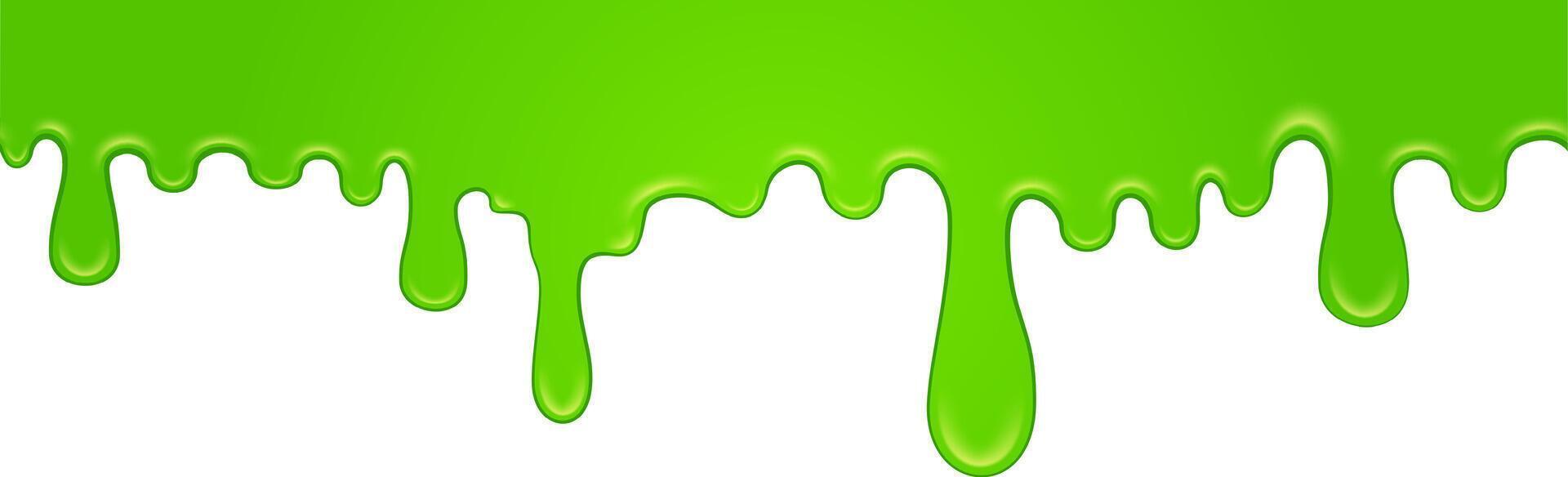 Bright green slime dripping down on a white background, creating a vibrant and gooey visual effect, perfect for halloween or any project needing a touch of playful slime vector