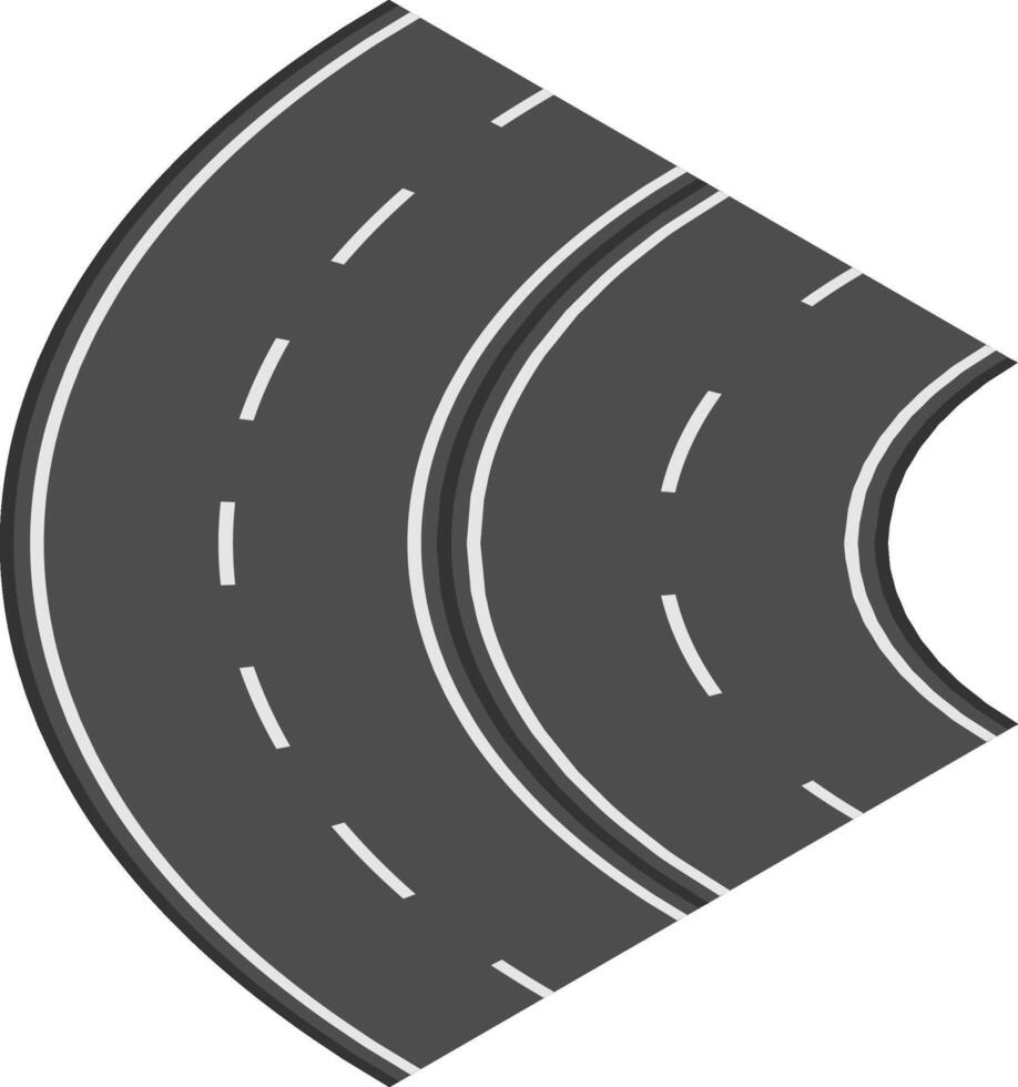 Curving road with white dashed lines stretching into the distance, creating a sense of journey and transportation against a clean white backdrop vector
