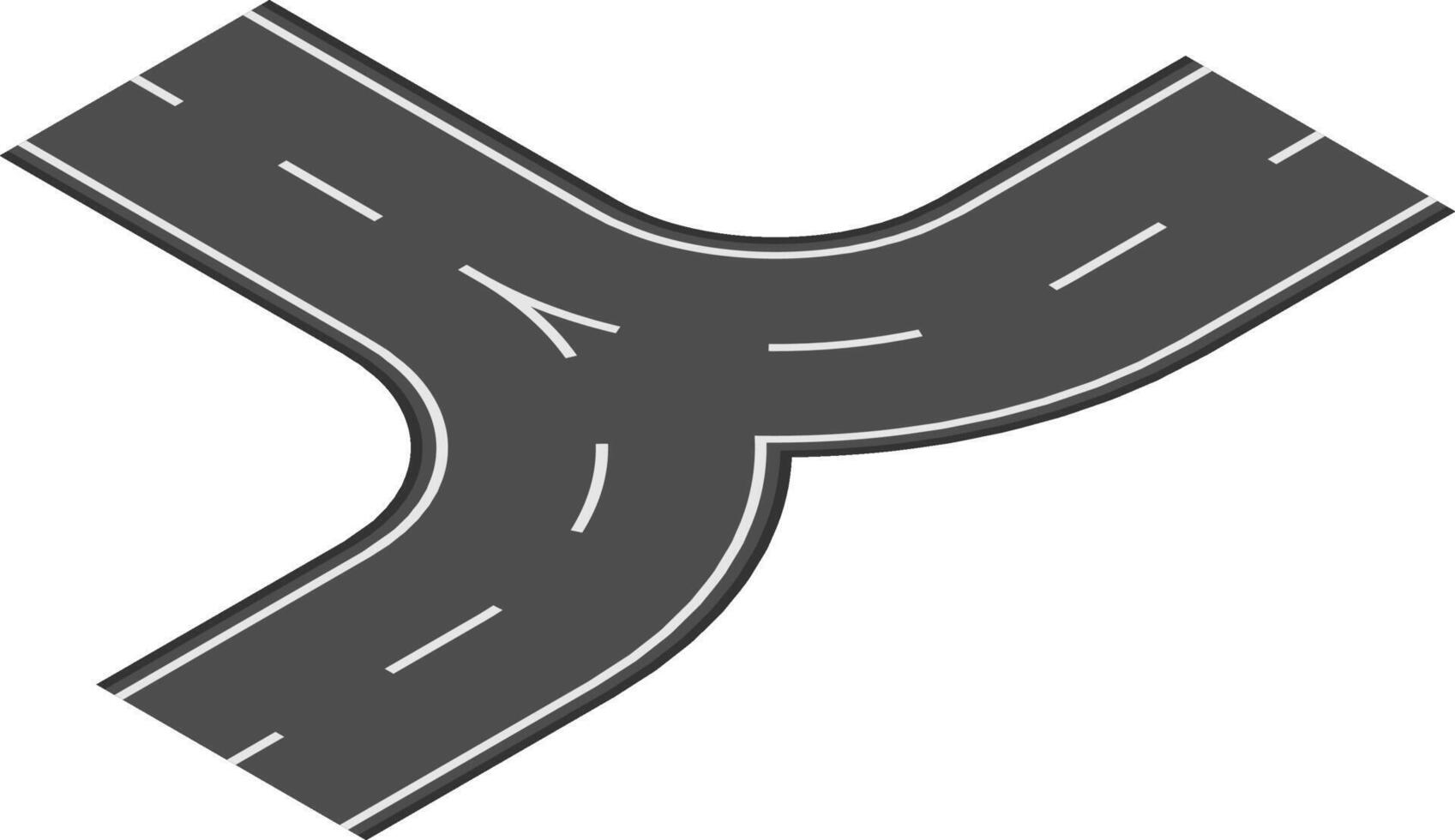 Y shaped highway intersection joining two roads, creating a fork in the road, symbolizing a choice of path or direction, isolated on white background vector
