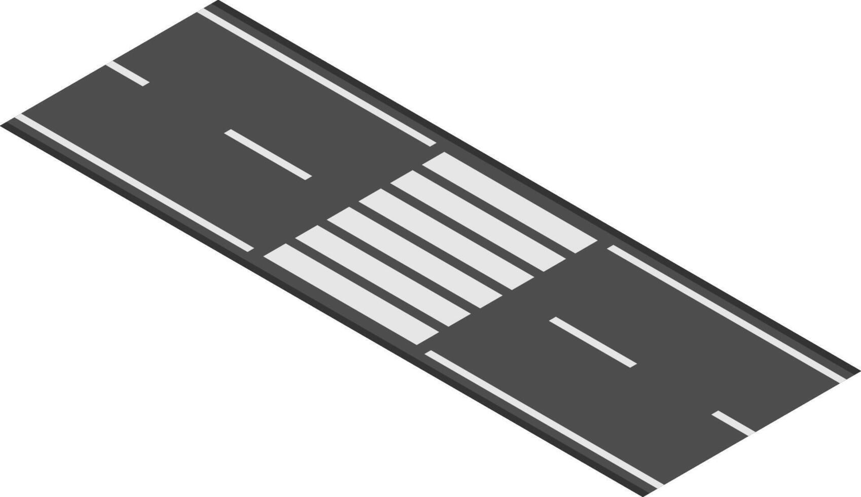 Isometric view of pedestrian crossing on asphalt road marking a safe designated area for people to cross, emphasizing road safety and urban infrastructure vector