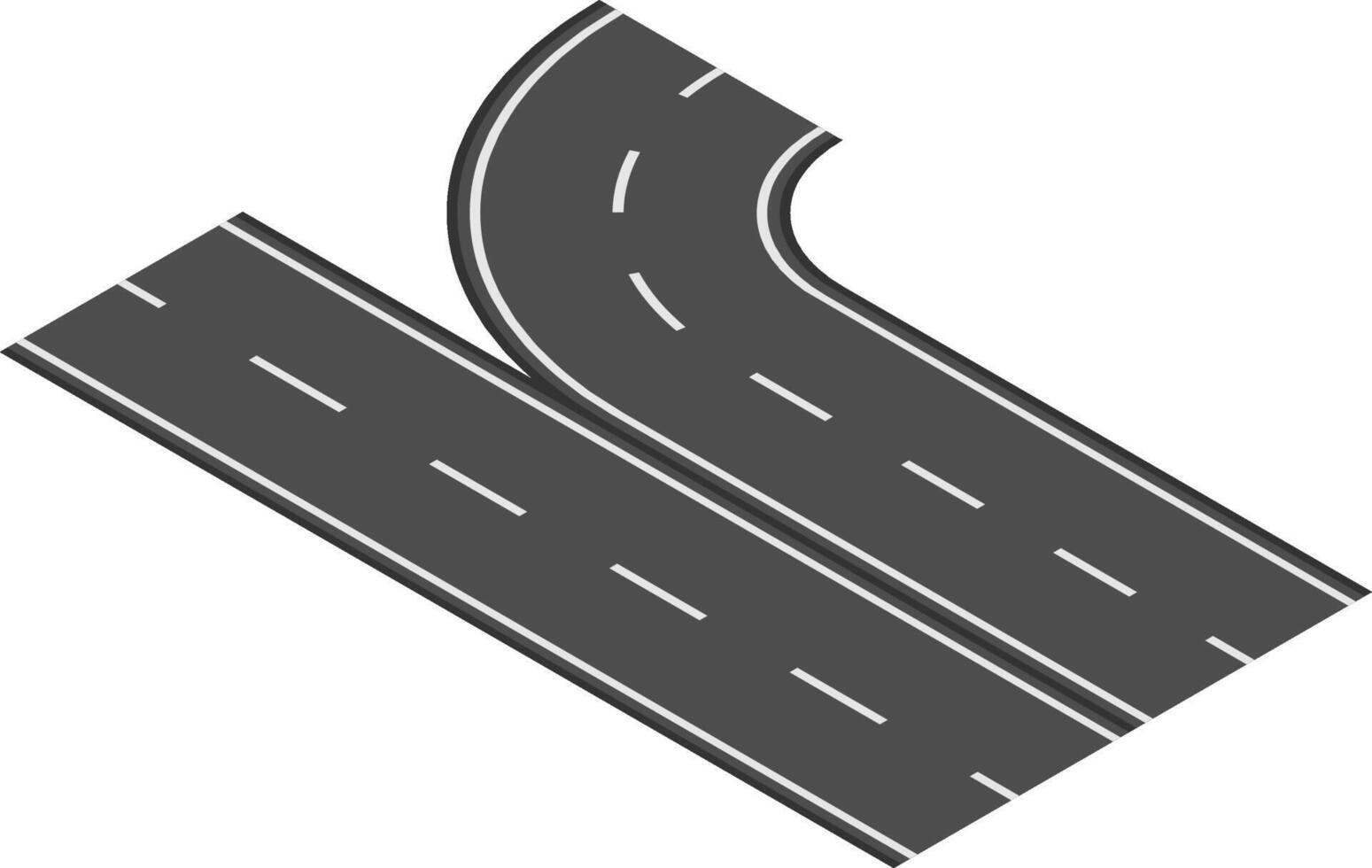 Winding roads merging in an isometric perspective, illustrating the themes of connection, transportation networks, and infrastructure development in a modern context vector