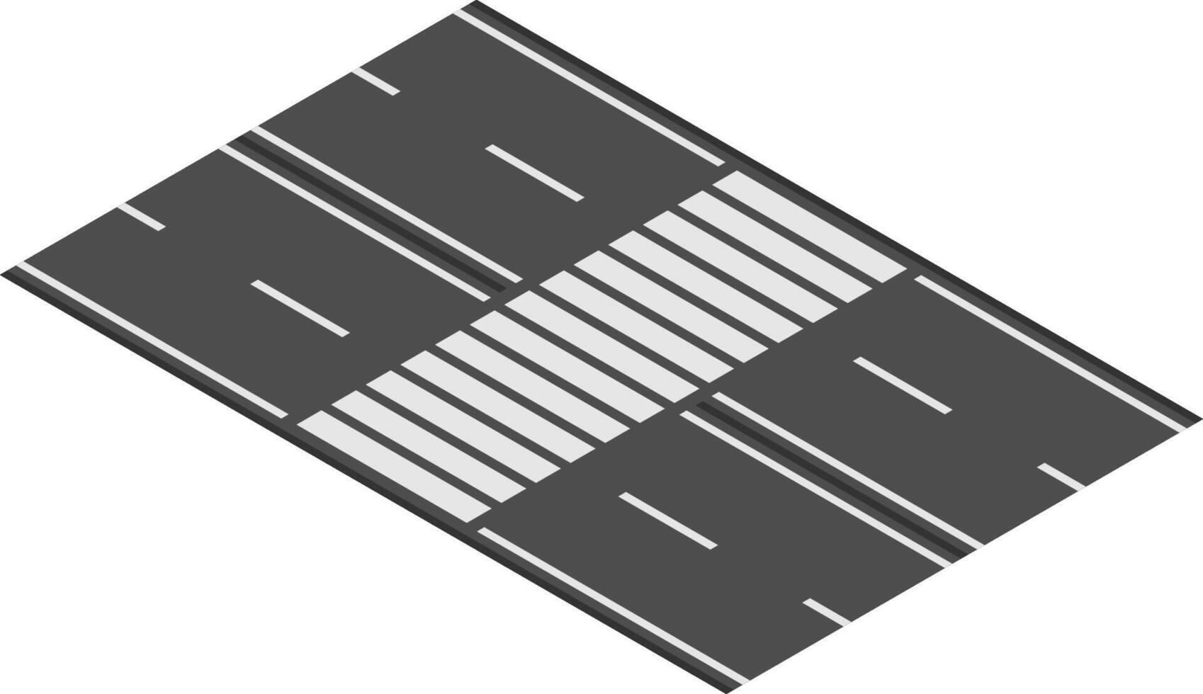 Isometric view showcasing a pedestrian crossing marked by white stripes on an asphalt road, creating a safe pathway for people navigating the urban streetscape vector
