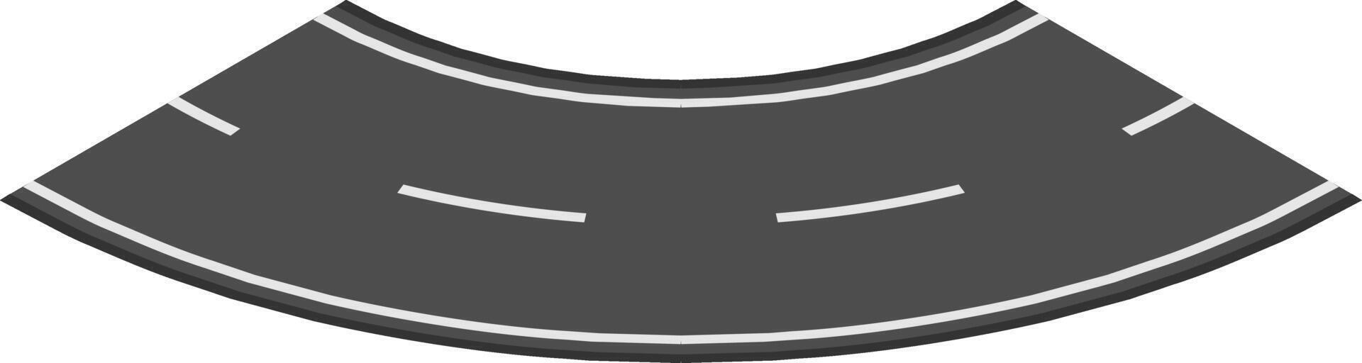 Winding road segment with central lines ensuring traffic flow and safety, ideal for urban planning, transportation, or infrastructure projects, symbolizing the journey, connectivity, and movement vector