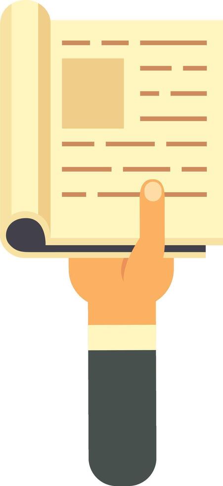 Hand holding an open book while pointing at the text with an index finger, emphasizing the importance of reading and fostering a love for education and knowledge vector